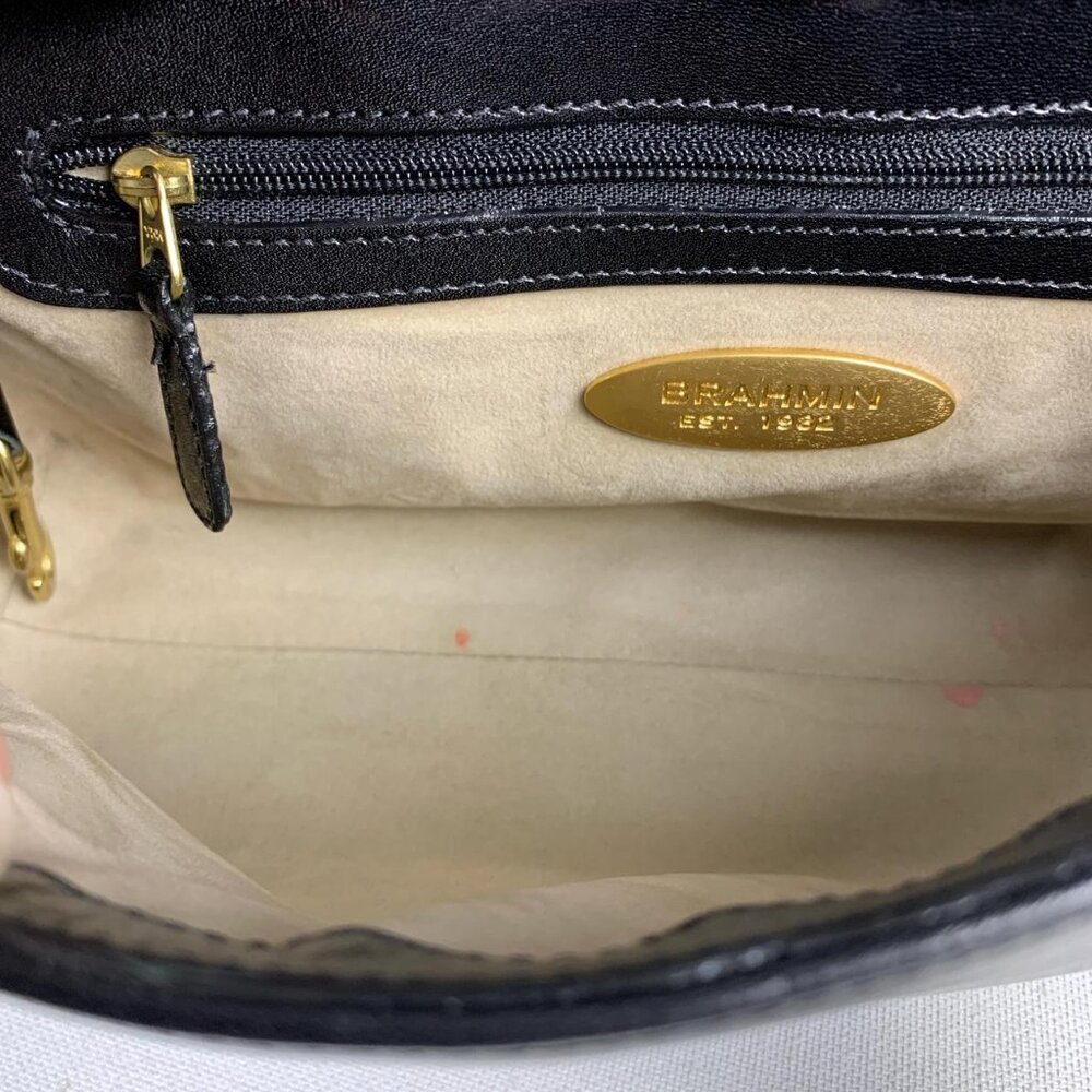 Brahmin Elegant Brown & Black Leather Crossbody Bag - Picture 8 of 8